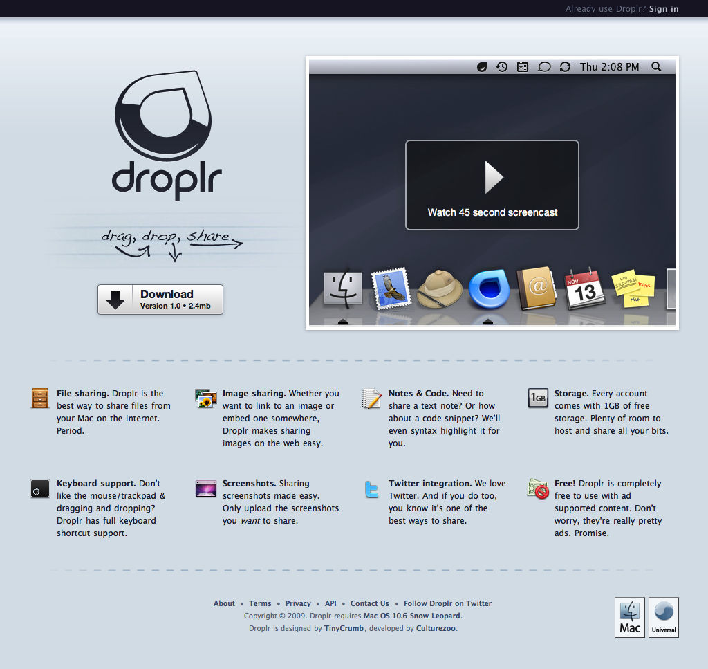 Droplr • Hello